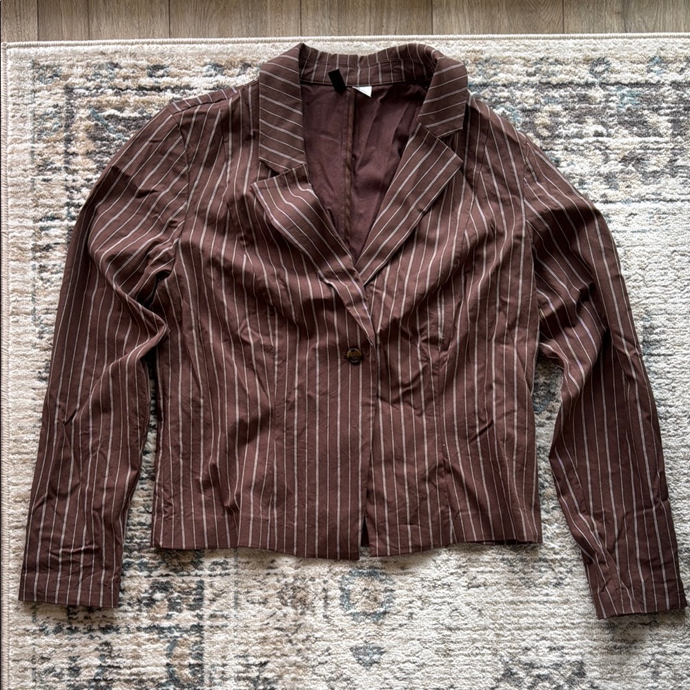 H&M Brown Blazer with White Stripes